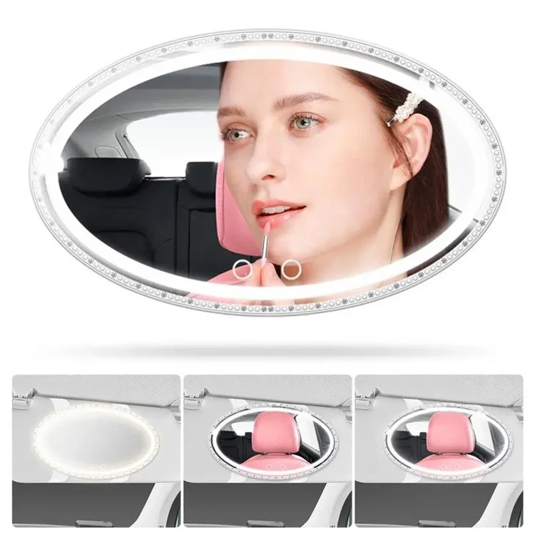 JX2616 Car Sun Visor LED Vanity Mirror Touch Control Makeup Mirror for Truck SUV