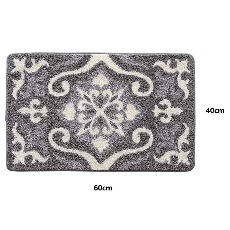 40x60cm Nowoczesna mata podłogowa do łazienki, antypoślizgowa, wchłaniająca wodę z poliestru - Kawa+Biały