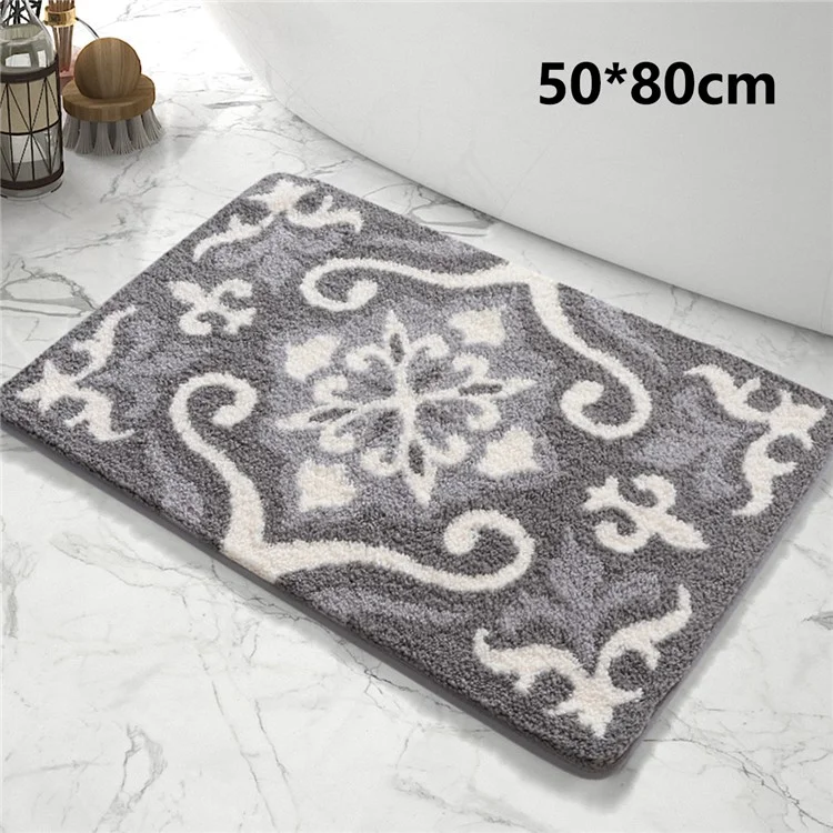 Tappeto da Bagno Moderno 50x80cm Antiscivolo in Poliestere Assorbente per l'Acqua - Grigio