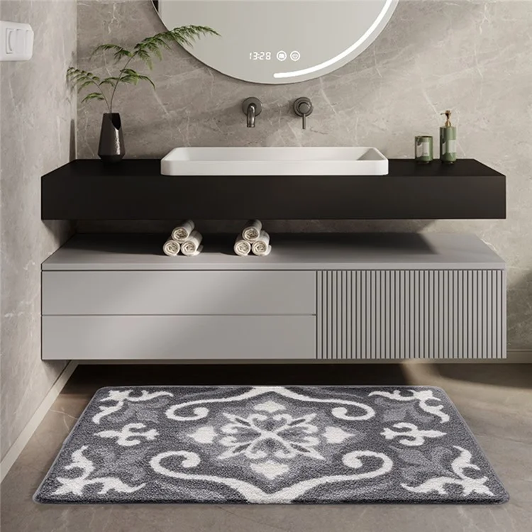 Tappeto da Bagno Moderno 50x80cm Antiscivolo in Poliestere Assorbente per l'Acqua - Grigio