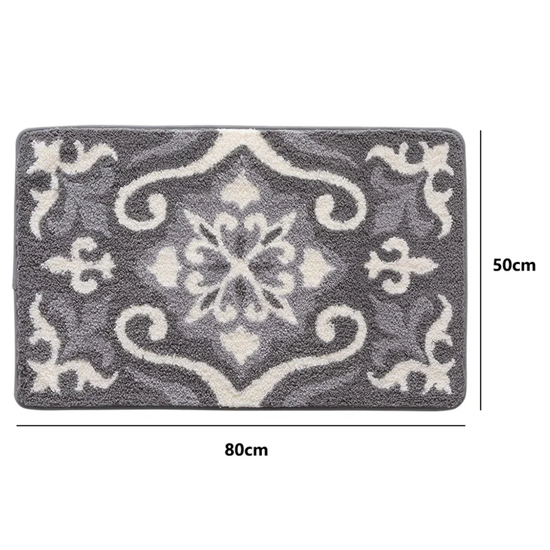 50x80cm Modern Bathroom Floor Mat Non-Slip Polyester Water Absorbent Foot Rug - Brown