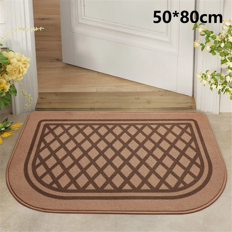50x80cm Non-Slip Doormat Dustproof Carpet Water Absorbent Square Entryway Rug - Khaki