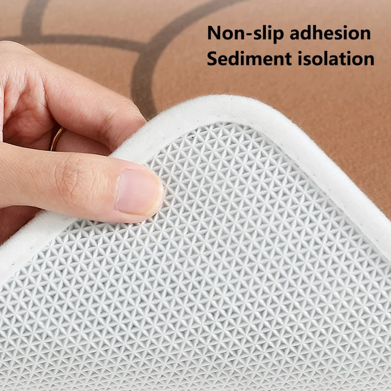 50x80cm Non-Slip Doormat Dustproof Carpet Water Absorbent Square Entryway Rug - Khaki