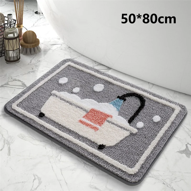 50x80cm Bath Mat Modern Bathroom Carpet Non-Slip Water Absorbent Shower Rug - Bubble Bath