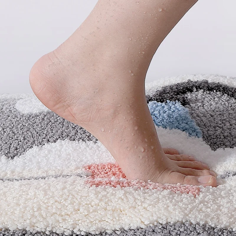 50x80cm Bath Mat Modern Bathroom Carpet Non-Slip Water Absorbent Shower Rug - Bubble Bath