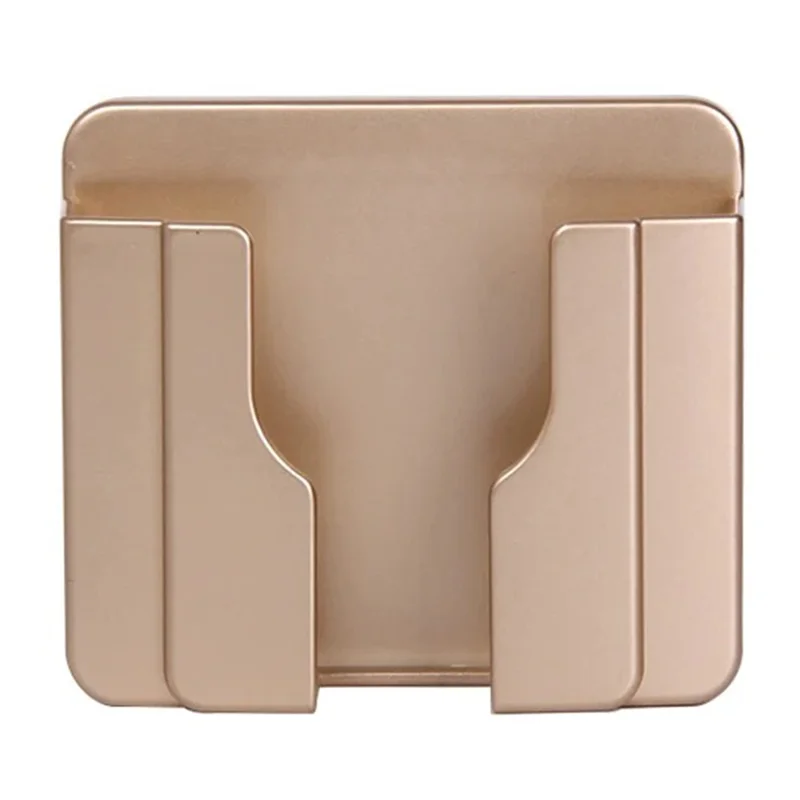 Adhesive Wall Mount Phone Holder Stand TV Remote Storage Holder with Hole - Gold