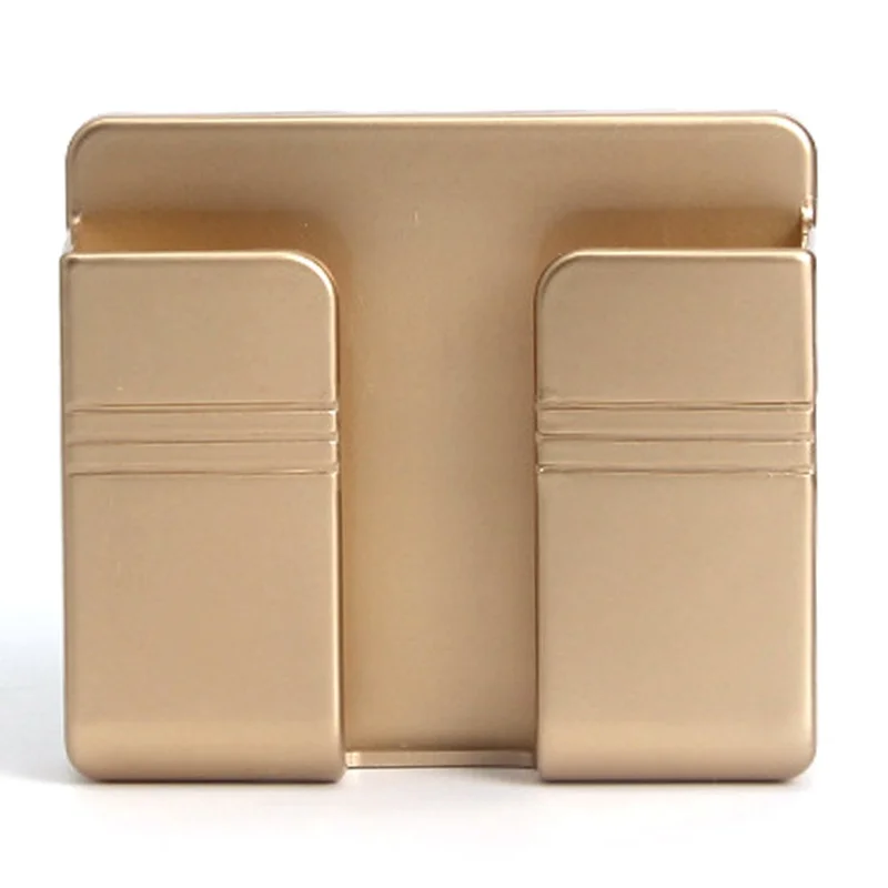 Self-Adhesive Phone Holder Wall Mounted TV Remote Storage Holder without Hole - Gold