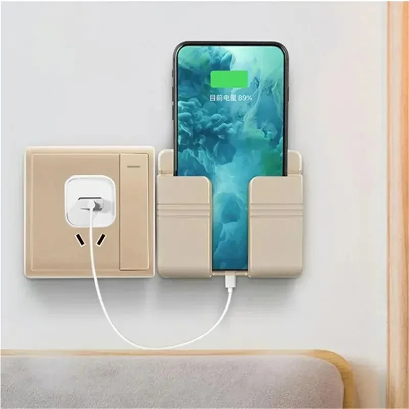 Self-Adhesive Phone Holder Wall Mounted TV Remote Storage Holder without Hole - Gold