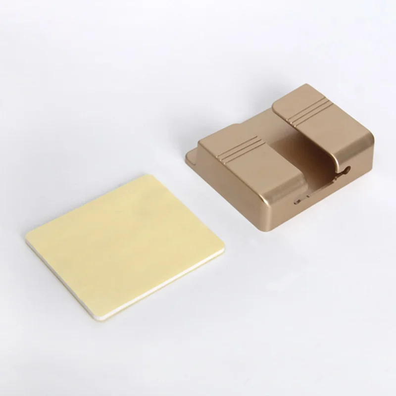 Self-Adhesive Phone Holder Wall Mounted TV Remote Storage Holder without Hole - Gold