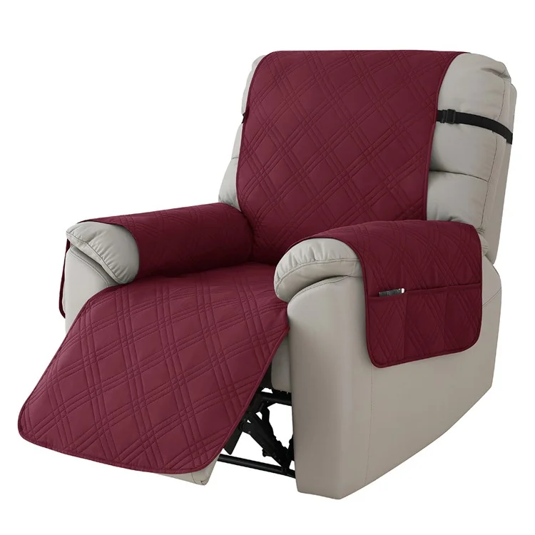 Recliner Sofa Cover Splash-Proof Slipcover Couch Cushion Furniture Protector - Wine Red