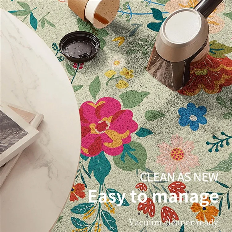 50x80cm Door Mat Flower and Leaves Pattern Non-Slip Indoor Entrance Rug for Kitchen Front Door - Green
