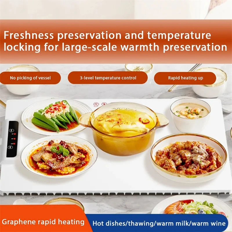 3 Temperature Settings Food Warmer Rollable Electric Warming Tray for Gatherings / Parties / Everyday, EU Plug