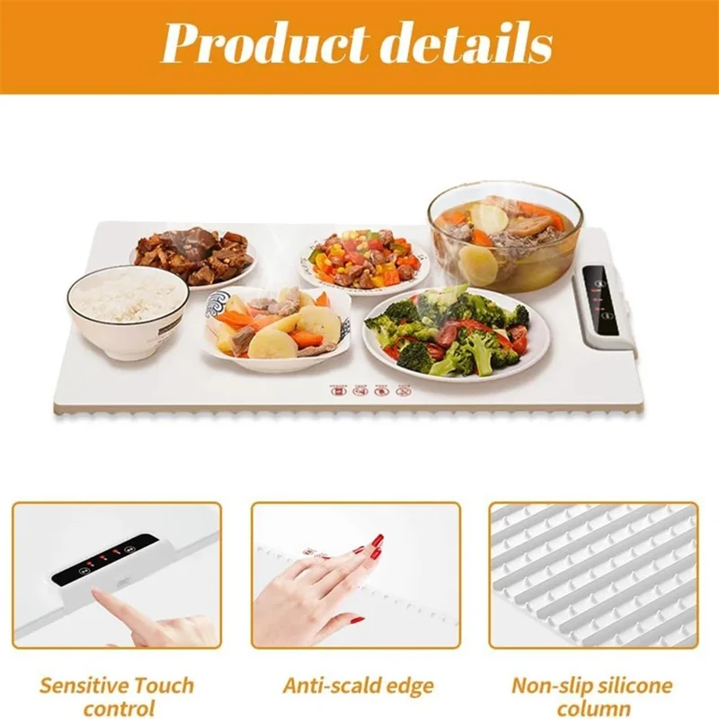 3 Temperature Settings Food Warmer Rollable Electric Warming Tray for Gatherings / Parties / Everyday, EU Plug