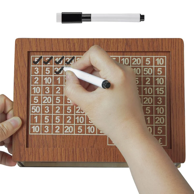 Retro Wooden Piggy Bank Creative US Dollar Money Box with Acrylic Board and Erasable Pen - 10000 Dollar