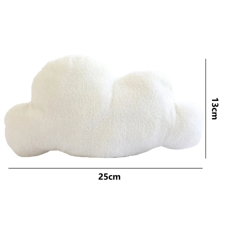 Almofada de Pelúcia Curta com Formato de Nuvem, Almofada de Encosto para Quarto, Escritório, Tamanho P - Branco