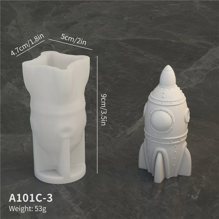 A101C-3 Mittelgroße Rocket Form Fondant Form Weltraum Thema Silikon DIY Kuchendekoration Tool (BPA-frei, Keine FDA)
