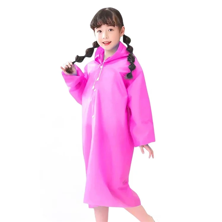 Outdoor Travel Kids EVA Raincoat Thicken Waterproof Children Poncho, 0.16mm Thickness - Rosa
