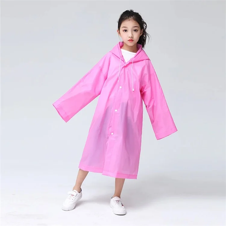 Outdoor Travel Kids EVA Raincoat Thicken Waterproof Children Poncho, 0.16mm Thickness - Rosa