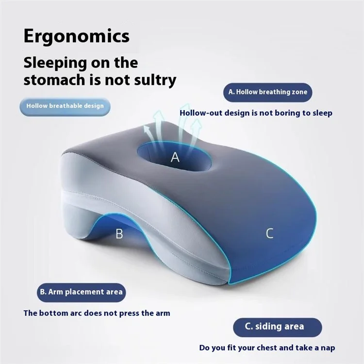 Soft Memory Foam Office Nap Pillow Sleeping Cushion with Breathable Hollow Design - Baby Blue