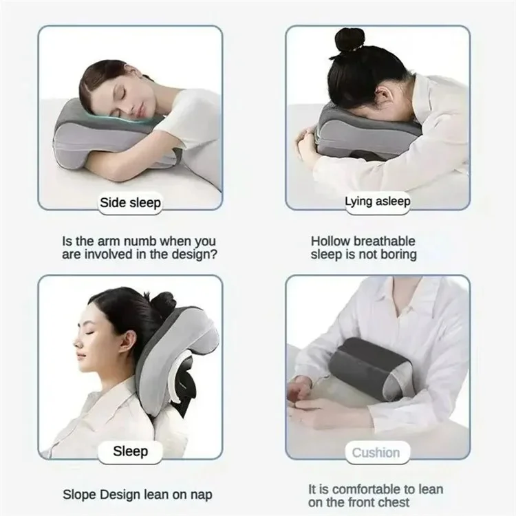 Soft Memory Foam Office Nap Pillow Sleeping Cushion with Breathable Hollow Design - Baby Blue