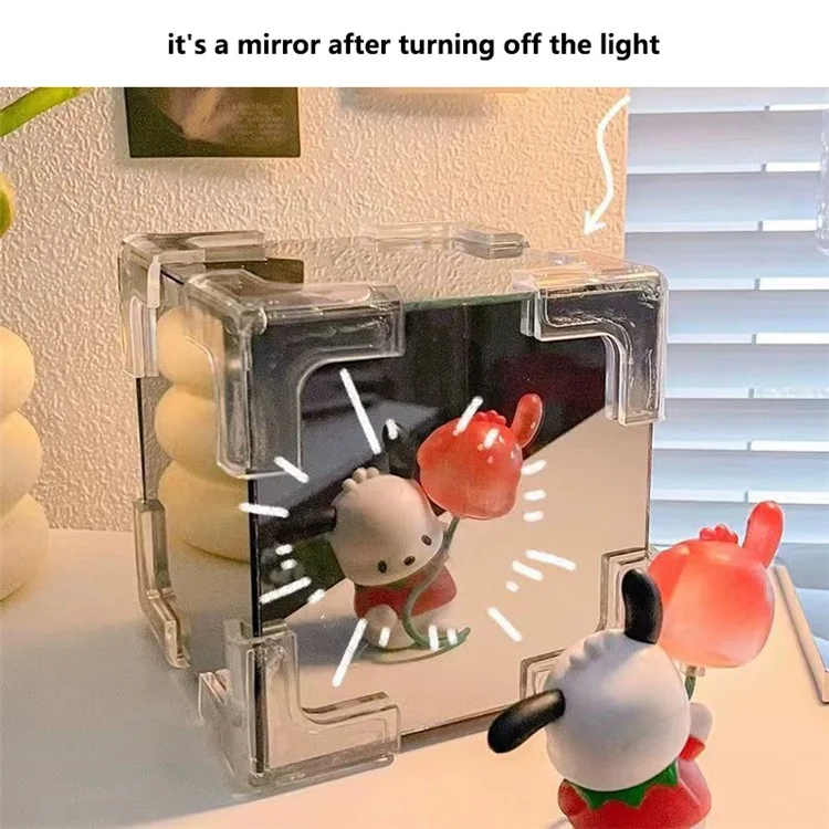 Lampe Miroir Tulipe Romantique DIY Forme Cube Tulipe Veilleuse Décoration de Chambre, 20 Tulipes / Alimentée par Batterie - Rose