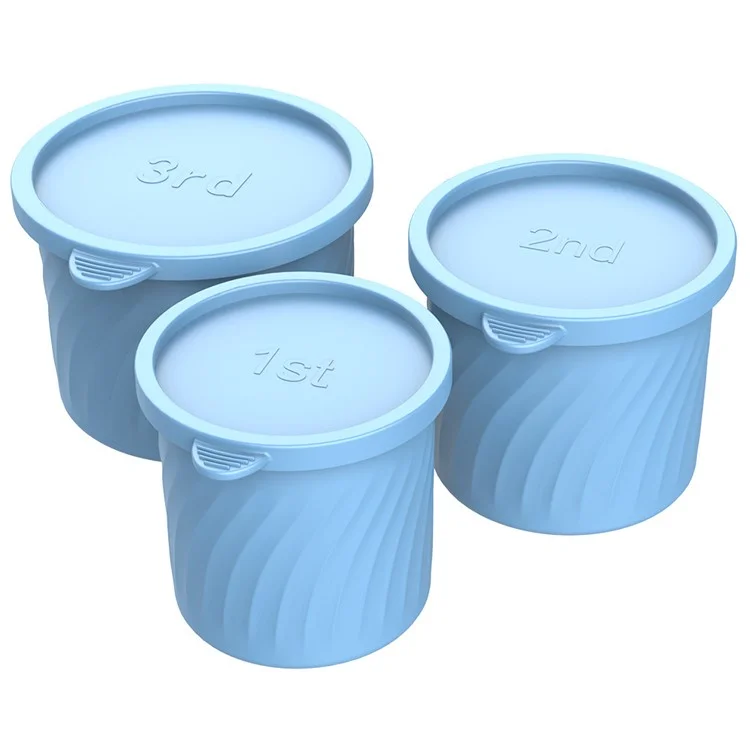 3Pcs / Set Food Grade Silicone Cylinder Ice Cube Mold with Lid for 24 / 30 / 40oz Stanley Cups (BPA Free, No FDA) - Blue