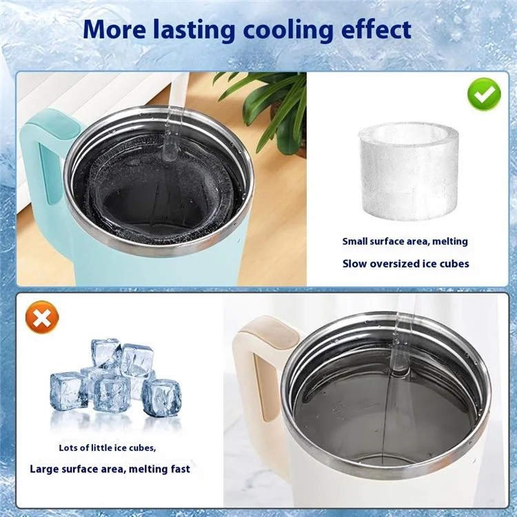 3Pcs / Set Food Grade Silicone Cylinder Ice Cube Mold with Lid for 24 / 30 / 40oz Stanley Cups (BPA Free, No FDA) - Green