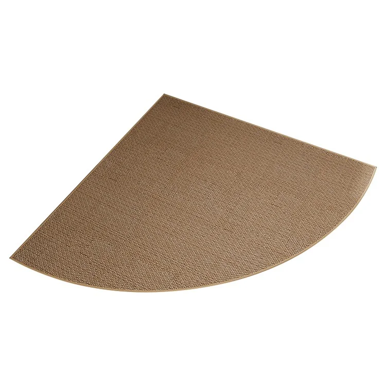 70x70cm Anti-Slip Kitchen Fan Shape Corner Rug Floor Mat Woven Oil-Proof Carpet - Beige
