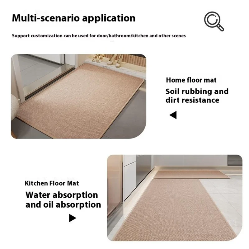 40x60cm Woven Texture Anti-slip Bath Mat Bathroom Carpet Quick Drying Floor Rug - Grey