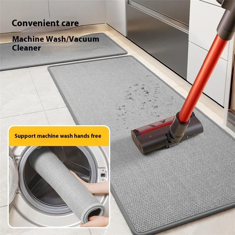45x120cm Anti-Slip Water Absorbent Kitchen Floor Mat Oil-Proof Rectangular Door Mat - Grey