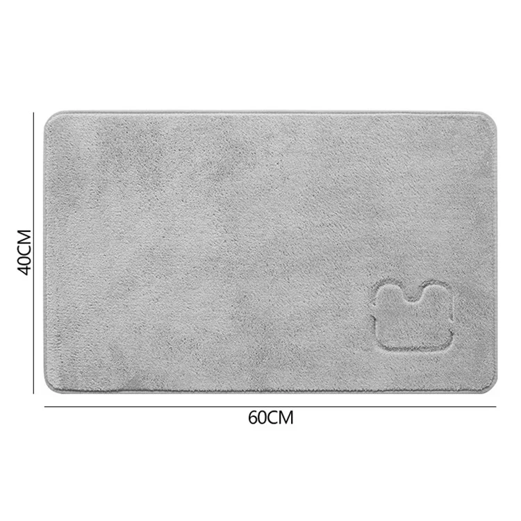 Tappetino da bagno con stampa a testa di gatto da 40x60cm, in pelliccia polare assorbente, tappeto per il pavimento del bagno - Grigio chiaro