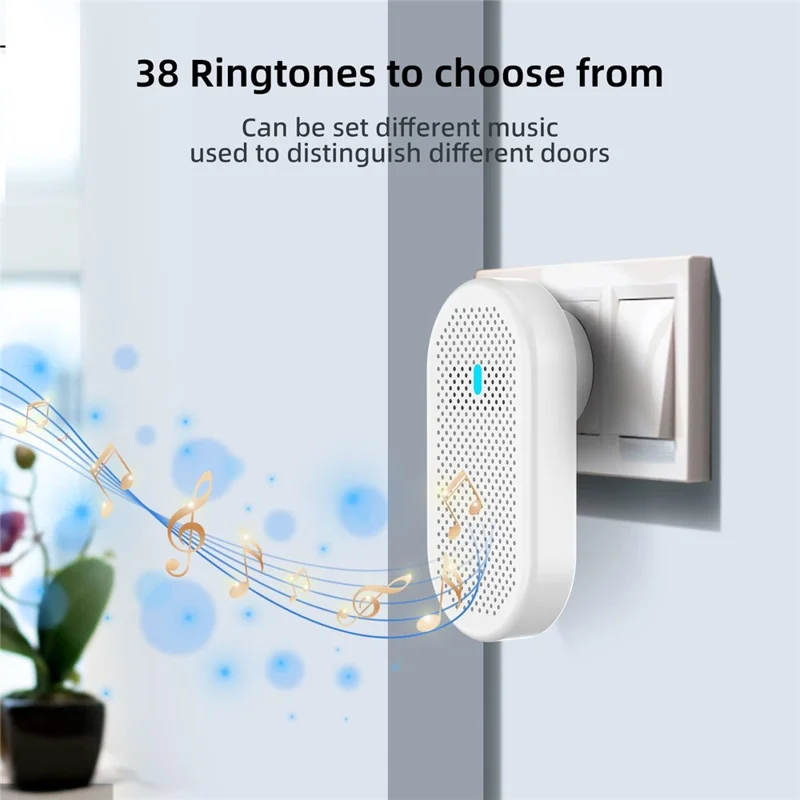 D11 320m Remote Door Chime Intelligent 433MHz Wireless Doorbell Home Welcome Doorbell, EU Plug - White