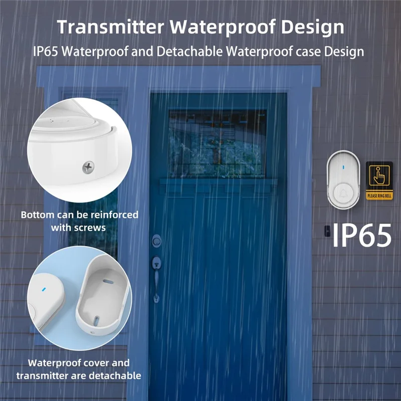D11 320m Remote Door Chime Intelligent 433MHz Wireless Doorbell Home Welcome Doorbell, EU Plug - White