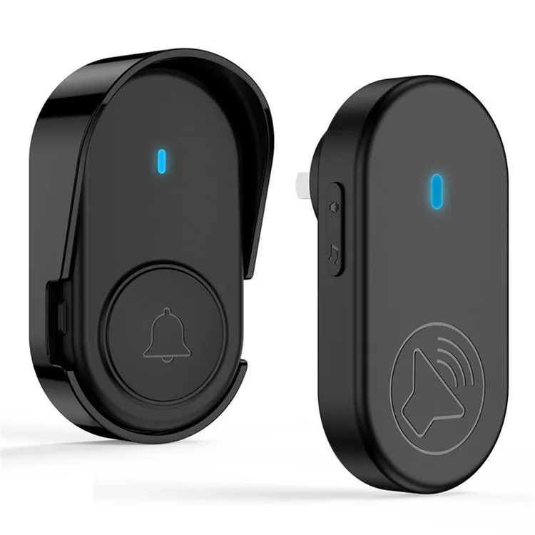 Campainha Inteligente Sem Fio D10 433MHz, Campainha de Boas-Vindas Doméstica, Alcance de 250m, Campainha de Porta com Controle Remoto, Plugue da UE - Preto