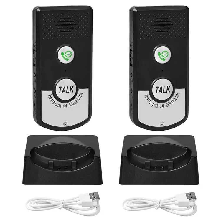 H8-2T 1000m Langstrecken 38 Klingeltöne 2-Wege-Wireless-Intercom-Türklingel für Zuhause / Krankenhaus / Hotel - Schwarz + Silber