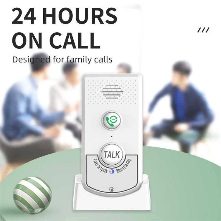 H8-2T 1000m Langstrecken 38 Klingeltöne 2-Wege-Wireless-Intercom-Türklingel für Zuhause / Krankenhaus / Hotel - Schwarz + Silber