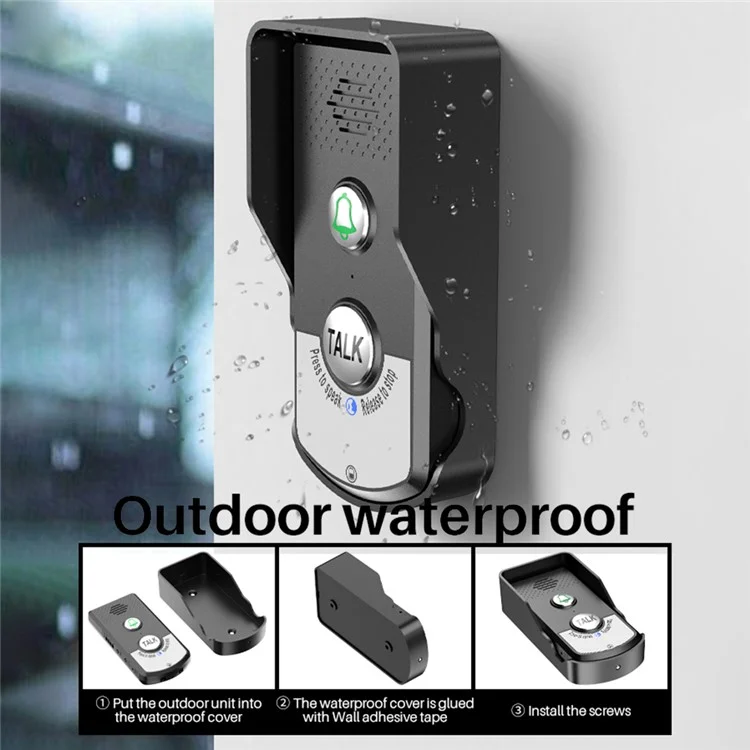 Intercomunicador de voz inalámbrico H8 Timbre de puerta 3 niveles de volumen Audio bidireccional Teléfono de puerta - Negro+Plata