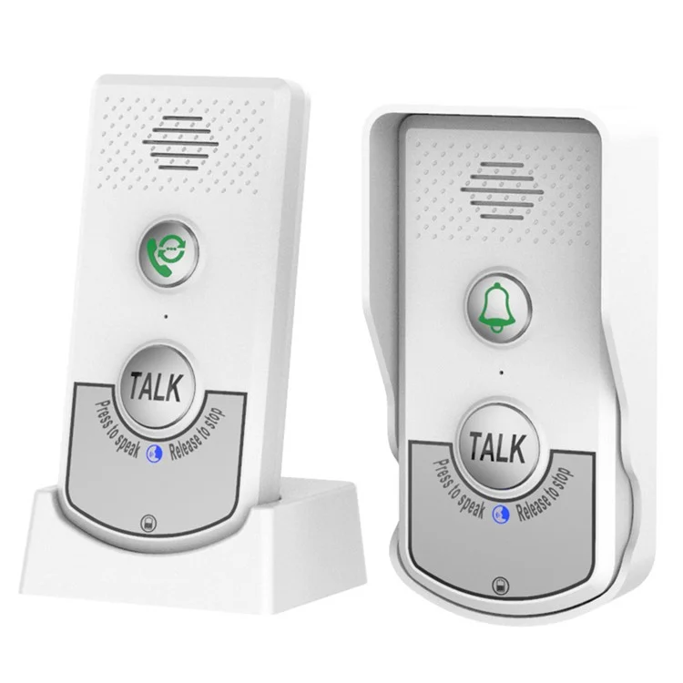 Intercomunicador inalámbrico de voz H8 Timbre de la puerta Tres niveles de volumen Audio bidireccional Teléfono de puerta - Blanco + Plata