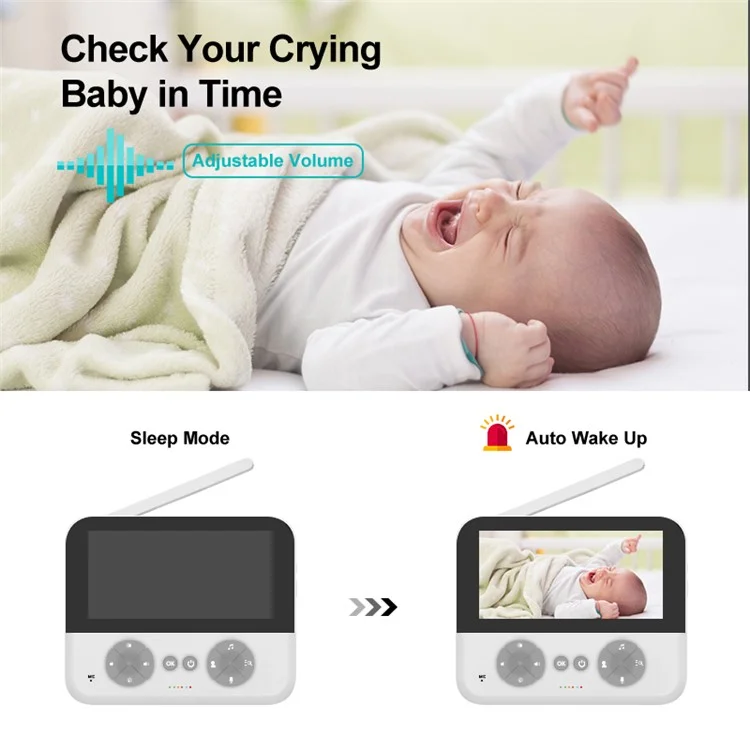 Monitor de Bebé C5-B 4.3 Pulgadas Con 2,4 g Cámaras de Seguridad de Visión Nocturna de Audio Dos Vías de Dos Vías