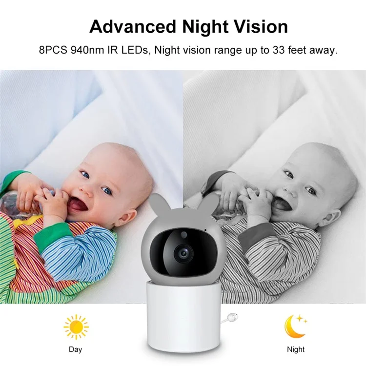 Monitor de Bebé C5-B 4.3 Pulgadas Con 2,4 g Cámaras de Seguridad de Visión Nocturna de Audio Dos Vías de Dos Vías