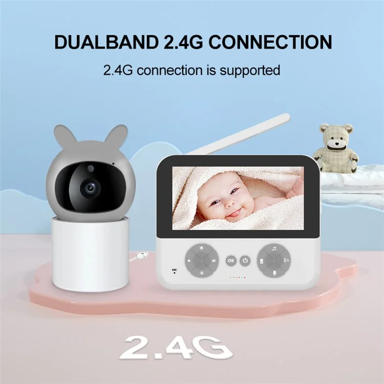Monitor de Bebé C5-B 4.3 Pulgadas Con 2,4 g Cámaras de Seguridad de Visión Nocturna de Audio Dos Vías de Dos Vías