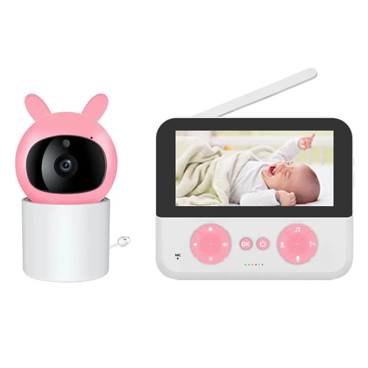 C5-B 4.3 Inch Baby Monitor with 2.4G Wireless Two Way Audio Night Vision Pan and Tilt Security Camera - Pink