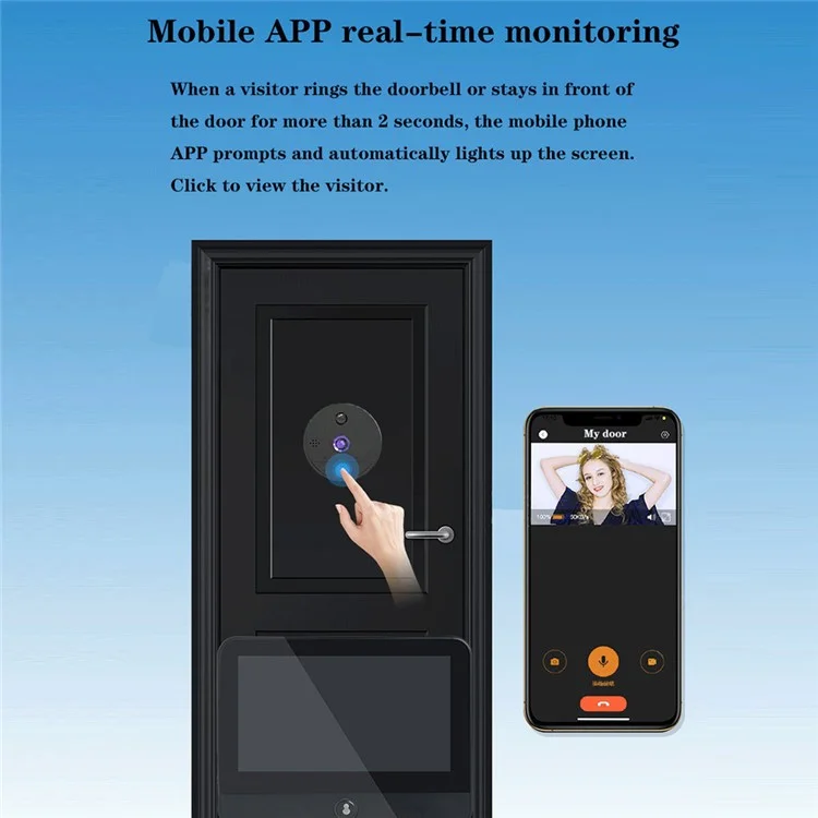 S52 4.3-inch WiFi Peephole Door Viewer Night Vision Motion Detection 1080P Door Camera