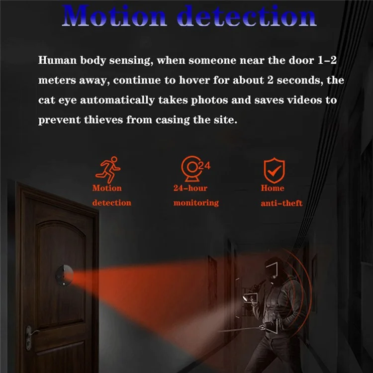 S52 4.3-inch WiFi Peephole Door Viewer Night Vision Motion Detection 1080P Door Camera