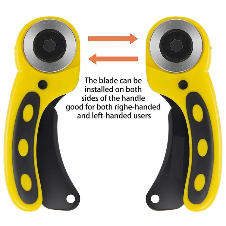 45mm Rotary Cutter for Fabric / Paper Ergonomic Handle SKS-7 Alloy Sewing Cutter Tool - Yellow