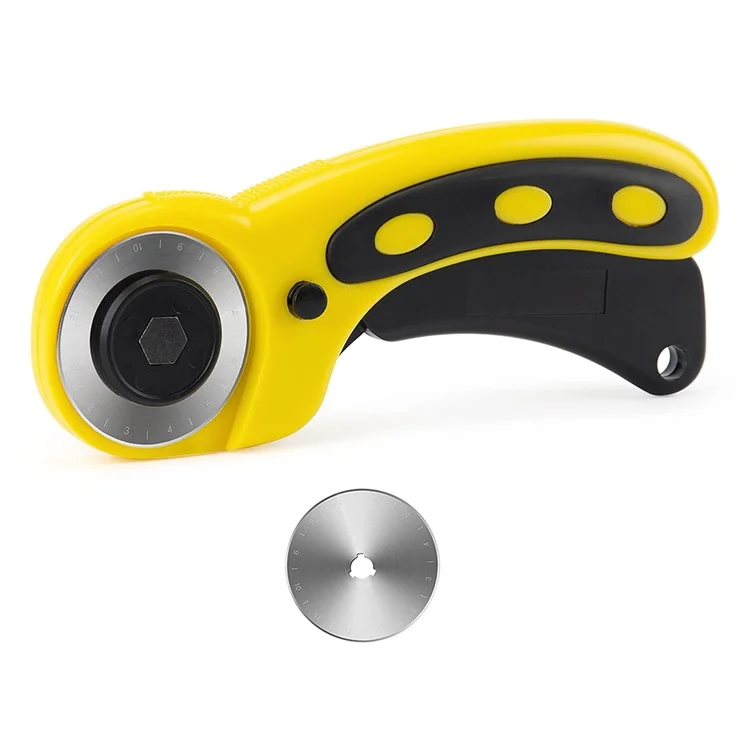 45mm Rotary Cutter for Fabric / Paper Ergonomic Handle SKS-7 Alloy Sewing Cutter Tool - Yellow