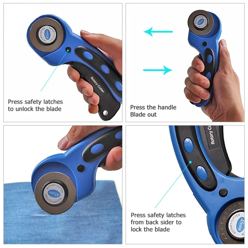 45mm Rotary Cutter for Fabric / Paper Ergonomic Handle SKS-7 Alloy Sewing Cutter Tool - Red