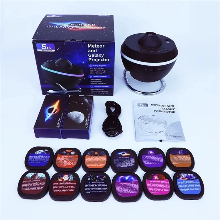 TKQ01 LED Projection Lamp 1 / 2H Timing Rotatable Space Ball Projector Meteor Galaxy Ceiling Night Light - White