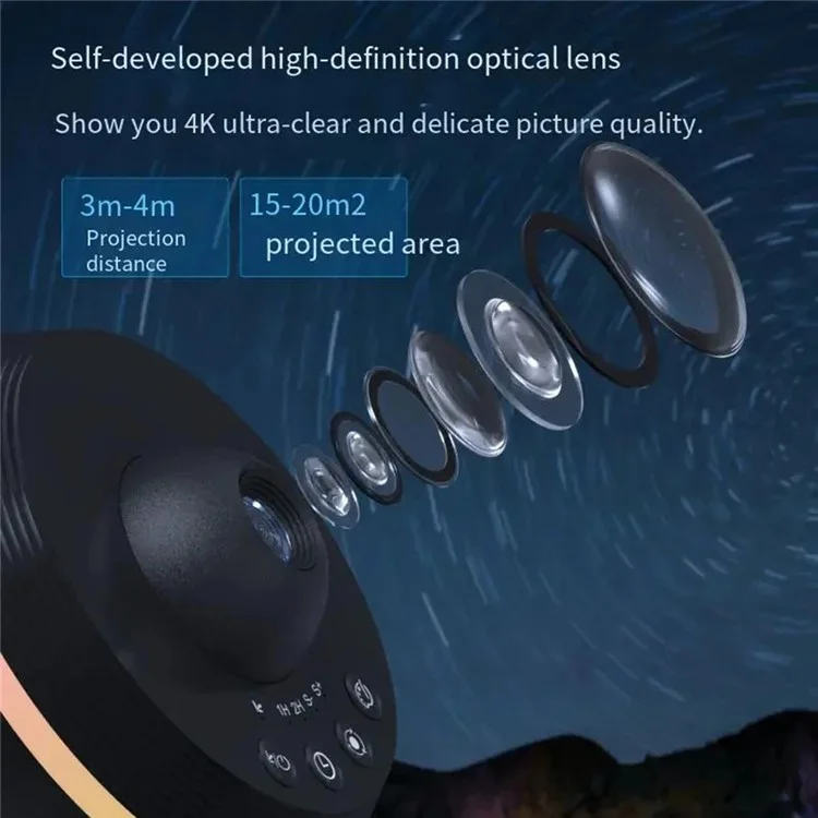 TKQ01 LED Projection Lamp 1 / 2H Timing Rotatable Space Ball Projector Meteor Galaxy Ceiling Night Light - White