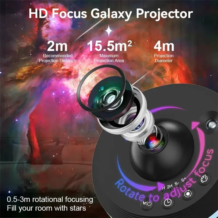 TKQ01 LED Projection Lamp 1 / 2H Timing Rotatable Space Ball Projector Meteor Galaxy Ceiling Night Light - White